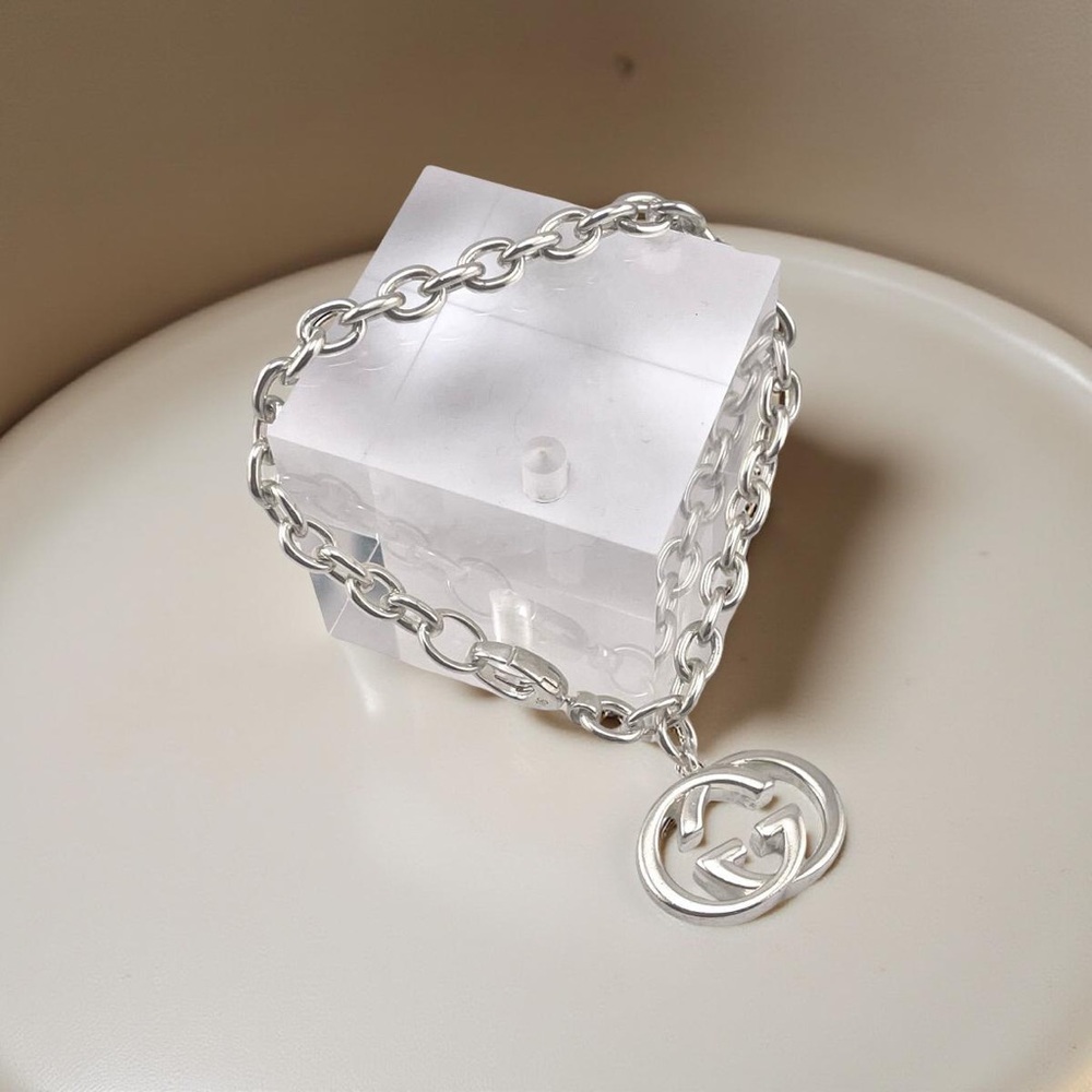 Gucci 925 Sterling silver pre-owned GG charm bracelet - Picture 2 of 5
